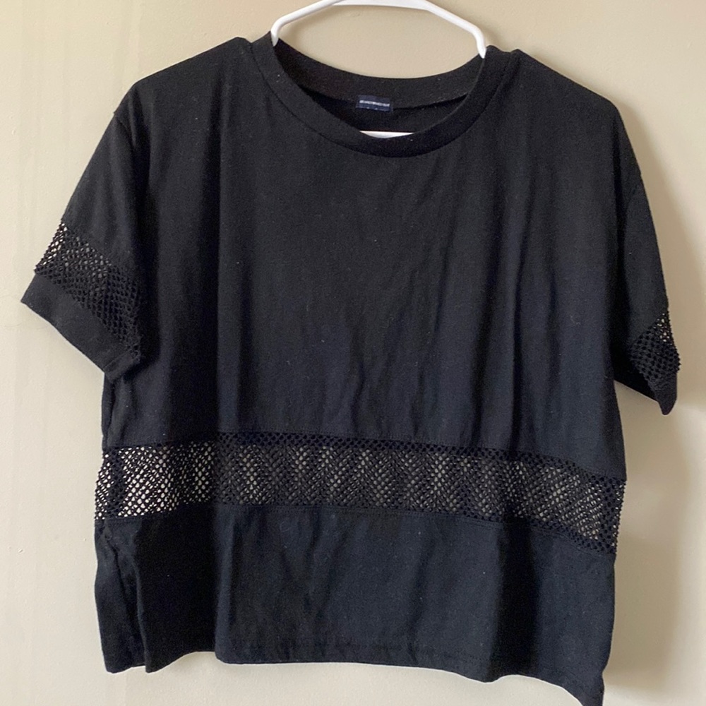 Brandy Melville Black Mesh Crop Shirt